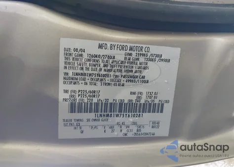 2005 Lincoln Town Car Signature из США, поврежденный, VIN 1LNHM81W75Y610281